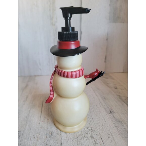 Snowman soap pump red cardinal Xmas bathroom kitchen home decor - Picture 4 of 7